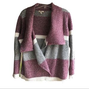 Silver Jeans Co Ladies Medium Grey & Purple Open Front Sweater Cardigan